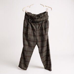 Hollister Gray & Red Plaid‎ Womens Trousers With Belt M